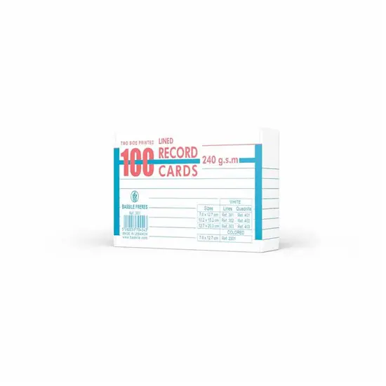Record CARDS Lined 7.6*12.7cm 240g 100sh BF-301 Small