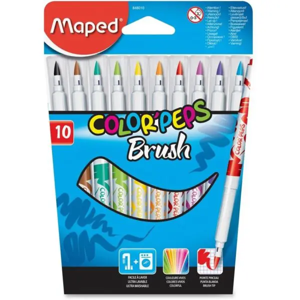 MAPED Color Peps Brush 10 colors Feutre - 848010 تلوين مائي