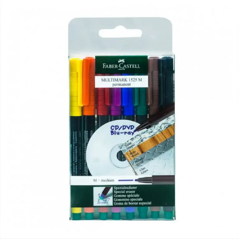 Faber Castell OHP Permanent Pen Set Of 8 Colors M 1525 مجموعة اقلام