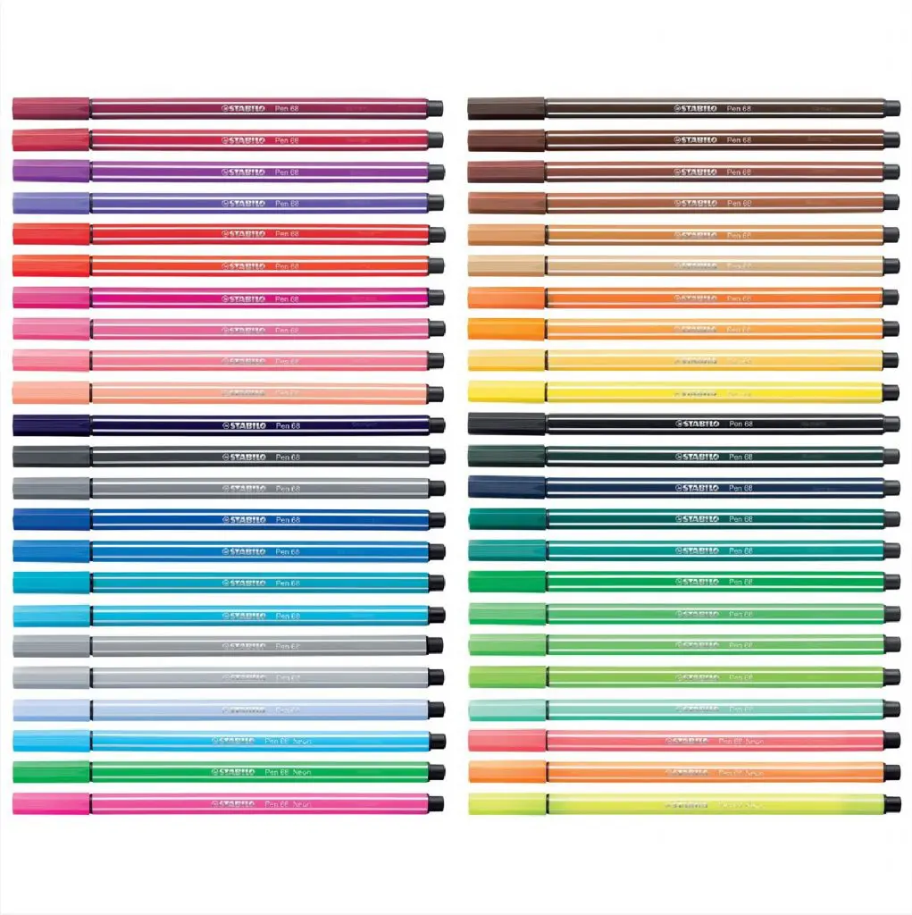 Stabilo Pen 68 Fibre Tip Pens Feutre 1.0mm 30 Pcs In Metal Box 6830-6