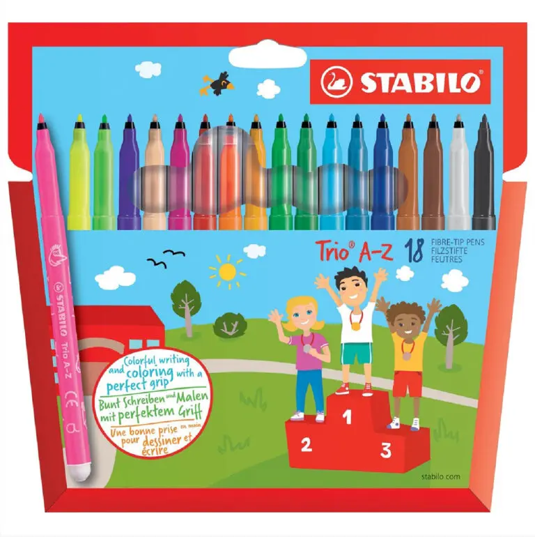 Stabilo Fibre Tip Pens Feutre 18 Colors Trio A-Z / 378/1-18-01 تلوين فاتر