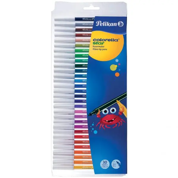 Pelikan Fibre Tip Pens / Feutre 30 Colors / 904854 علبة تلوين فاتر