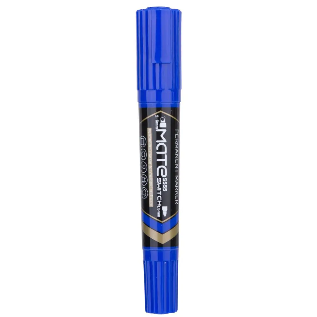 Deli Permanent Marker Dual Tip S555 / BLUE قلم ملركر براسين