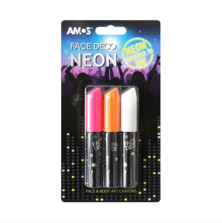 AMOS Face Deco Painting 3 Colors NEON ( White Orange Pinkk ) FD10B3 تلوين للوجه