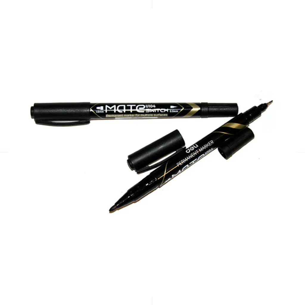 Deli OHP Permanent Pen Dual Tip  0.5 - 1.0 / U10430 قلم ماركر براسين