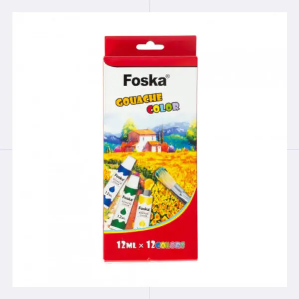 Foska Gouache Color Paint Set 12 Colors * 12ml / P7312L تلوين غواش