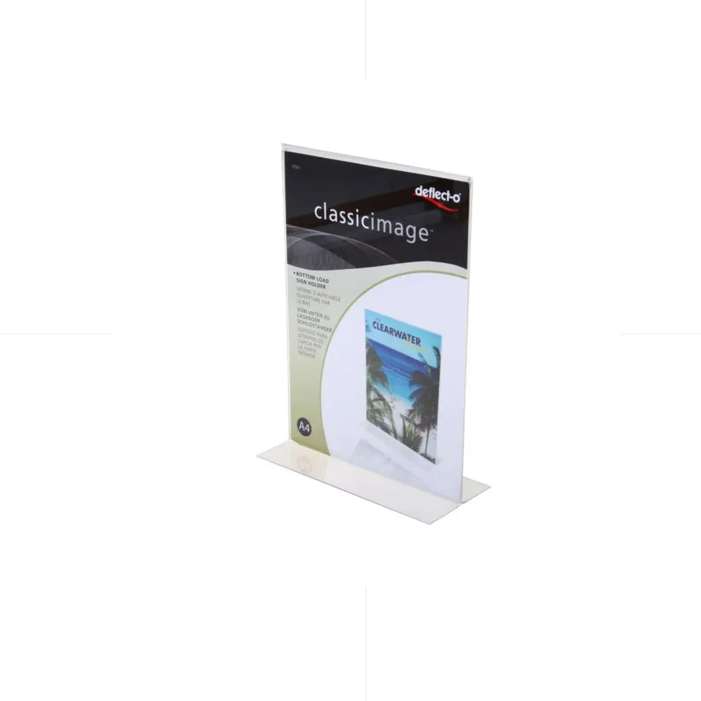 Deflect-O Plexi T-shape Bottom Load Sign Holder Stand A4 / 47801 ستاند عرض