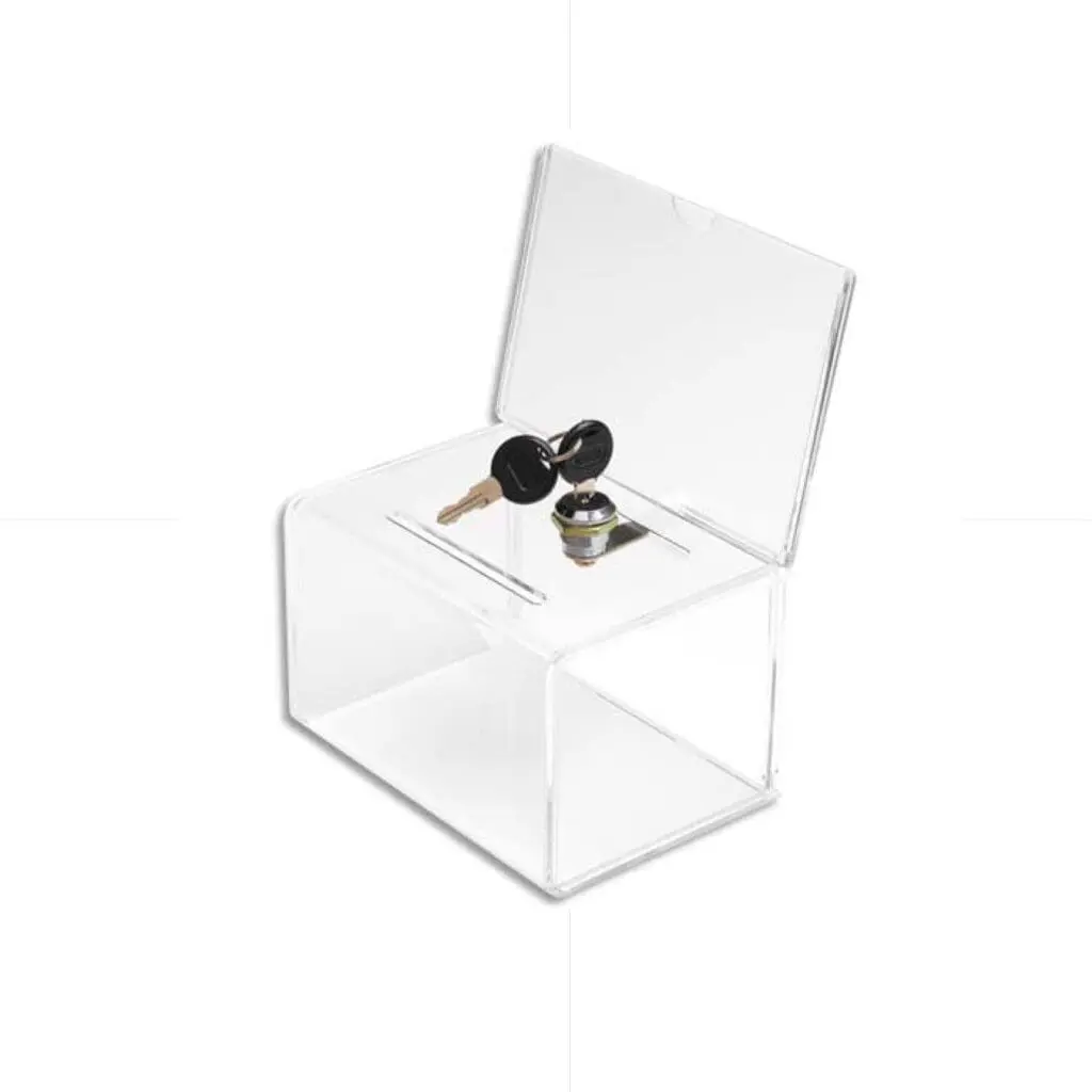 Deflect-O Plexi Coin Box / Comment Box With Lock / 596901 صندوق شفاف مع قفل