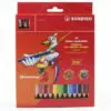 Stailo Coloring Pencils 12 Colors Triangular Jumbo + Sharpener / 203/2-12 تلوين خشب عريض