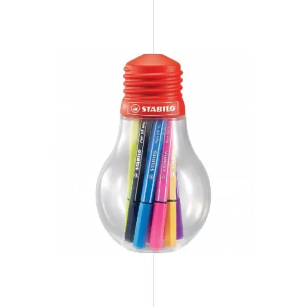 STABILO Pen 68 / MINI Fibre Tip Pens 1.0mm 12 Colors In Plastic Bulb 668/12-06
