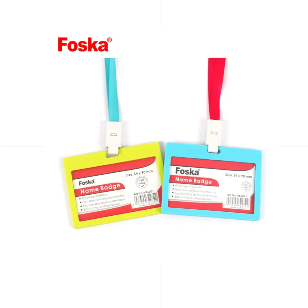 Foska Colored Name Badge Horiz. 54*90mm / NB6001 بادج بلاستيك سميك