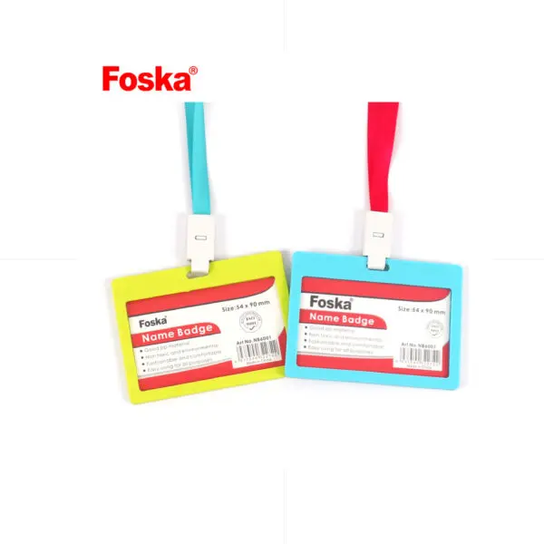 Foska Colored Name Badge Horiz. 54*90mm / NB6001 بادج بلاستيك سميك