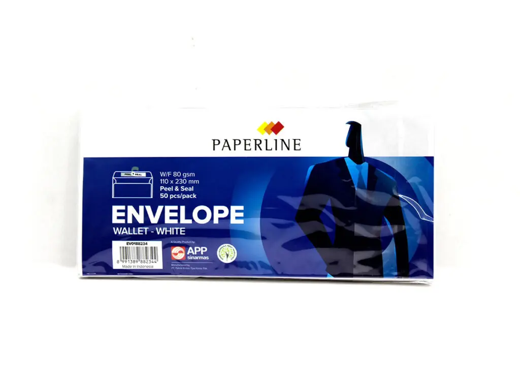 White Envelope P&S 110*230 mm / 80g / Paperline مغلف ابيض  25pcs