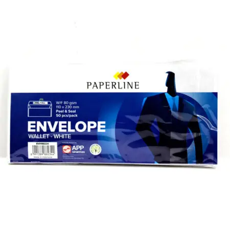 White Envelope P&S 110*230 mm / 80g / Paperline مغلف ابيض  25pcs