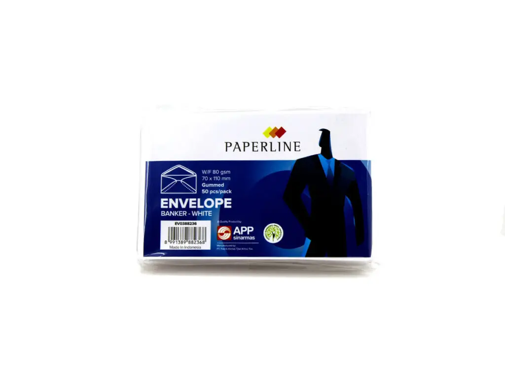 White Banker Envelope 70*110 mm / 80g / Paperline مغلف ابيض فيزيت 25 pcs