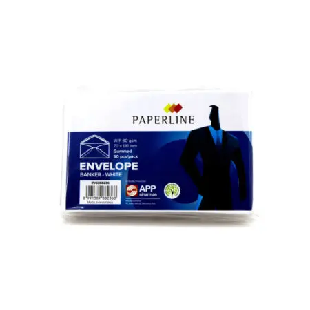 White Banker Envelope 70*110 mm / 80g / Paperline مغلف ابيض فيزيت 25 pcs