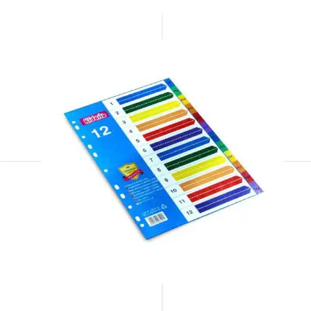 Plastic Dividers 12 Parts A4 / AS-F28412 / Atlas فواصل بلاستيك ملونة