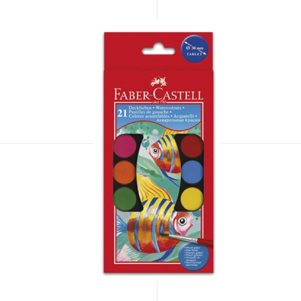 Faber Castell Watercolor Aquarelle Solid Set 21 Colors / 125021 تلوين حجر