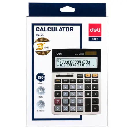 Deli Calculator 1672C / 0-00-000 / 14 digits الة حاسبة