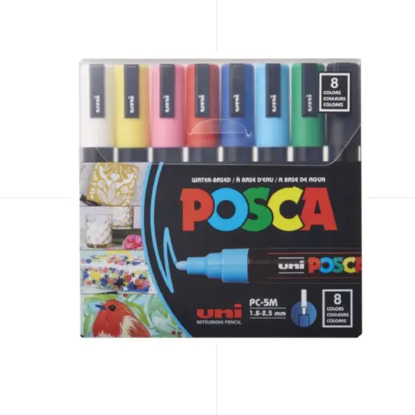 Uni POSCA Permanent Marker Set 8 Colors 1.8-2.5mm / PC-5M مجموعة اقلام تلوين عريض