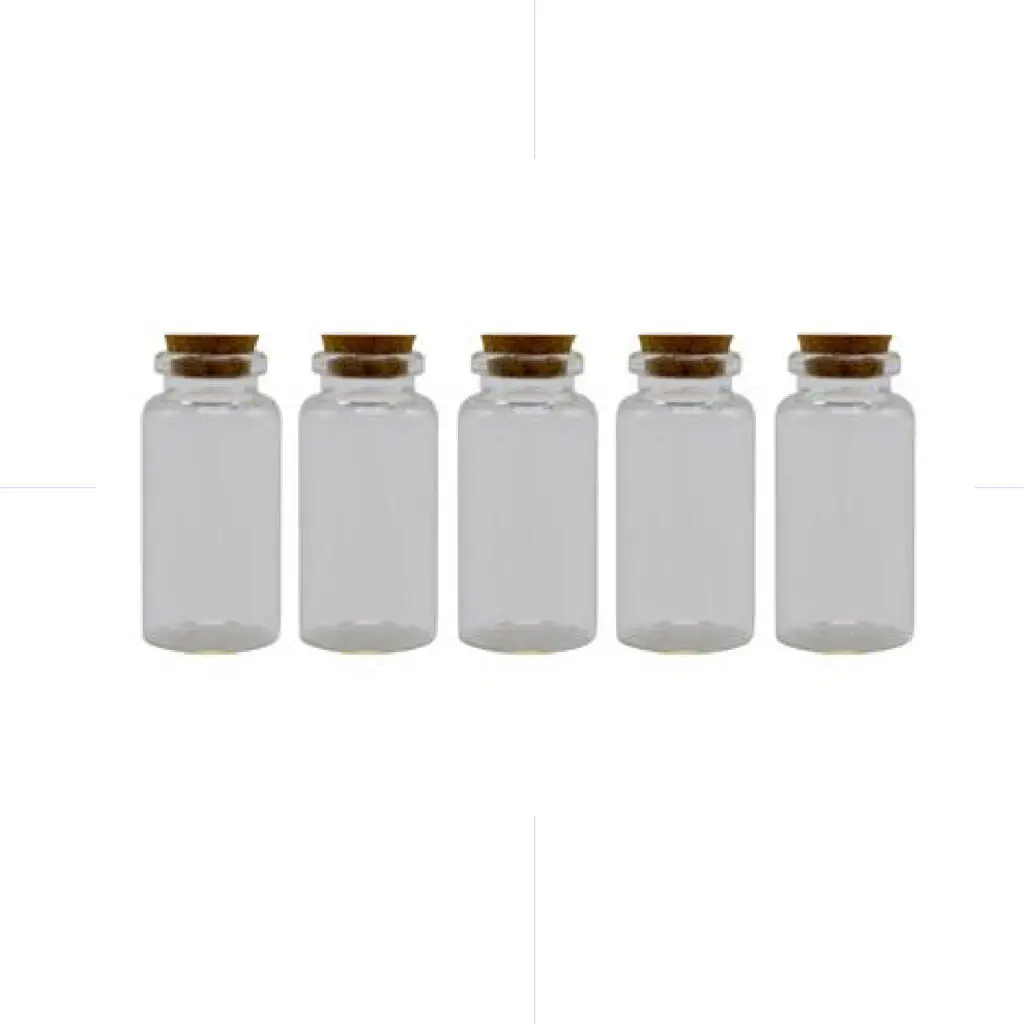 HON Glass Bottle With Cork Cover 2.2*5cm 5/Bag / 18BS088 قنينة زجاج
