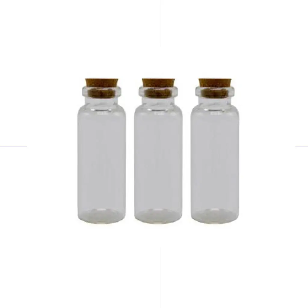 HON Glass Bottle With Cork Cover 3*9cm 3/Bag / 18BS089 قنينة زجاج