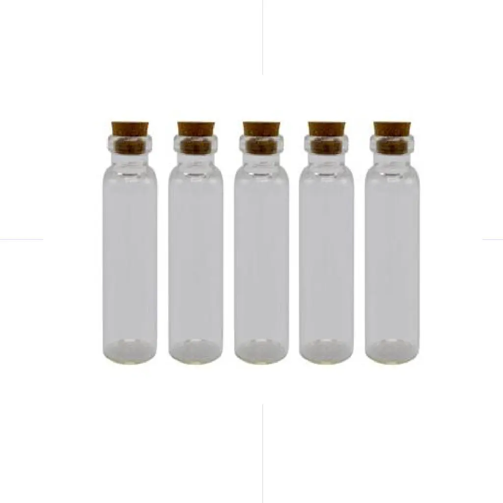 HON Glass Bottle With Cork Cover 2.2*9cm 5/Bag / 18BS090 قنينة زجاج
