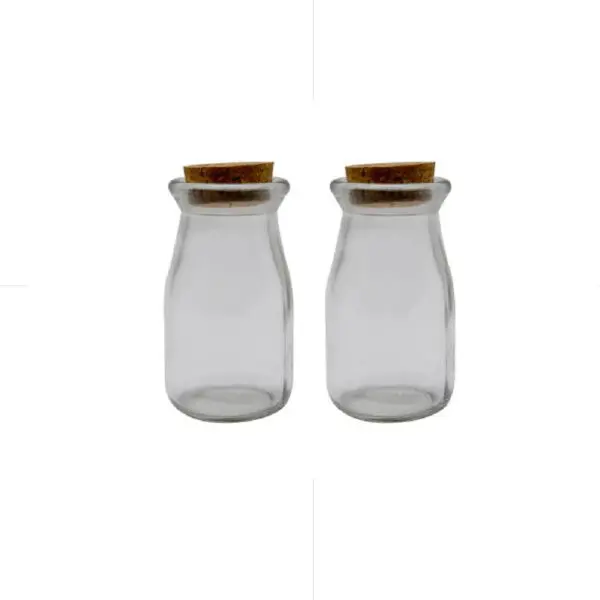 HON Glass Bottle With Cork Cover 9.8*4.8cm 2/Bag / 18BS091 قنينة زجاج