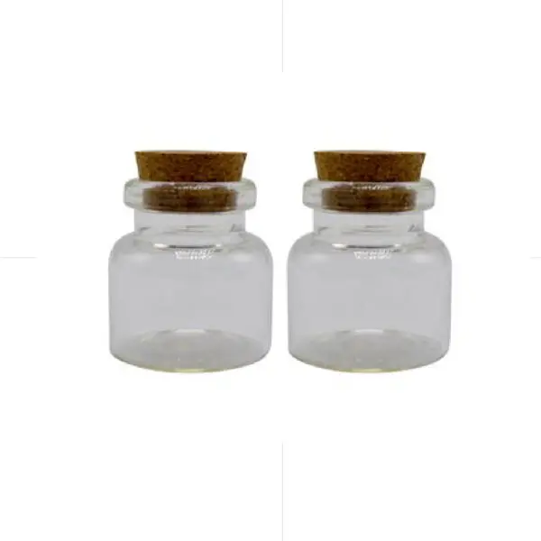 HON Glass Bottle With Cork Cover 4.7*5.5cm 2/Bag / 18BS093 قنينة زجاج
