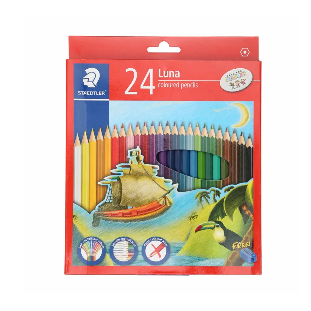 Staedtler Luna Coloring Pencils 24 Colors + Sharpener / 136C24 تلوين خشب
