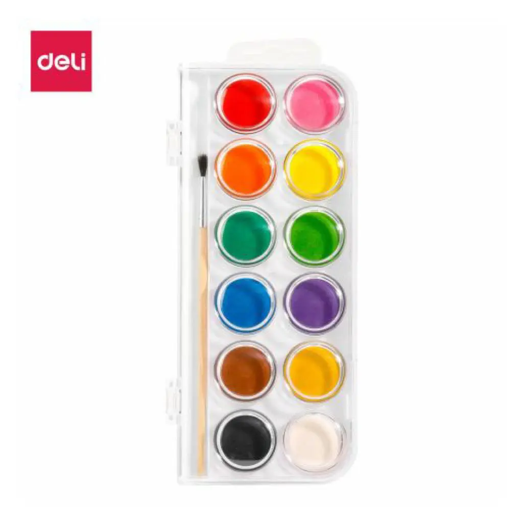 Deli Watercolor Aquarelle Solid Set 12 Colors / C15-12 تلوين حجر