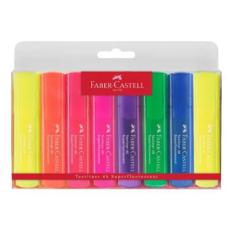 Faber Castell Highlighter 46 Super Fluo (Set 8 Colors) Plastic / 154662 قلم تمييز