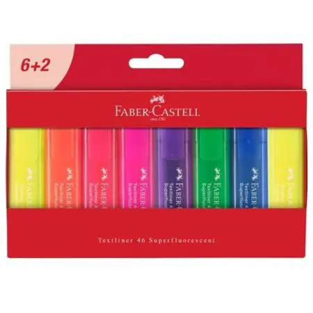 Faber Castell Highlighter 46 Super Fluo (Set 8 Colors) / 254667 قلم تمييز