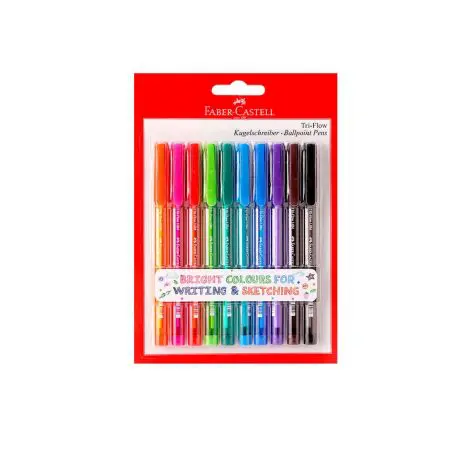 Faber Castell Tri-Flow ( Set 10 Colors ) Ball Pen 1.0 / 340808 اقلام حبر ملونة