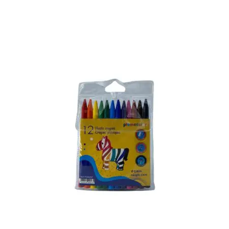 Ploma Wax Crayons 12 Colors Plastic 12cm In Wallet / P501047 تلوين شمع
