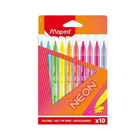 Maped Fibre Tip Pens Feutre 10 Colors Neon / 845419 تلوين مائي