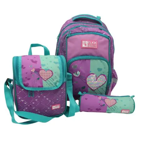 CLICK 2025 (Set 3 Pcs) Backpack 2Comp. + LB + PC طقم شنطة - Heart 2