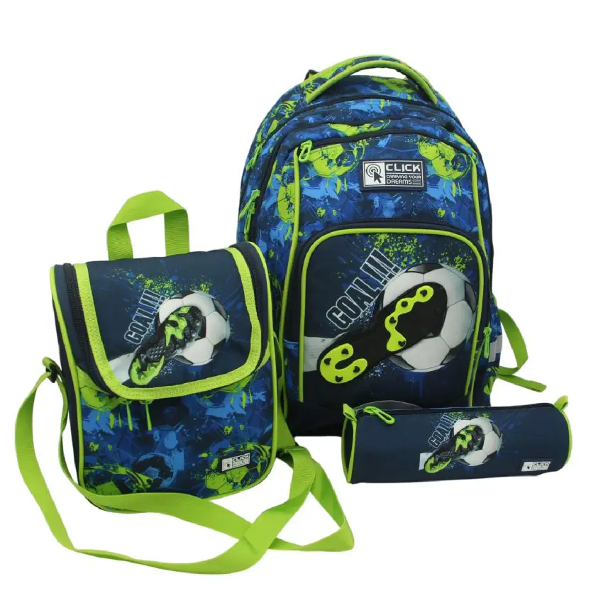 CLICK 2025 (Set 3 Pcs) Backpack 2Comp. + LB + PC طقم شنطة - Football