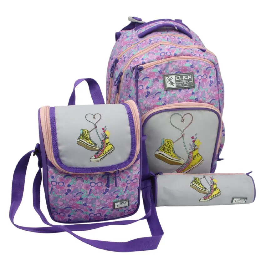 CLICK 2025 (Set 3 Pcs) Backpack 2Comp. + LB + PC طقم شنطة - BFF