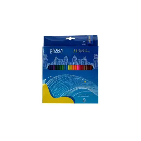 Ploma Coloring Pencils 24 Colors + Sharpener / PL425-24 تلوين خشب