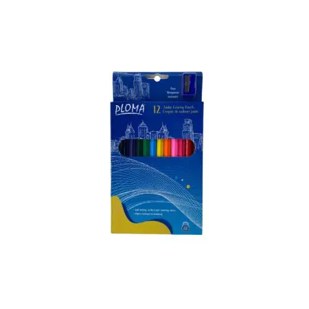 Ploma Coloring Pencils JUMBO 12 Colors With Sharpener / PL9508-12 تلوين خشب عريض