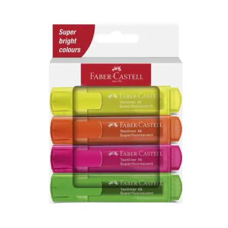Faber Castell Highlighter 46 Super Fluo (Set 4 Colors) Carton / 254644 قلم تمييز