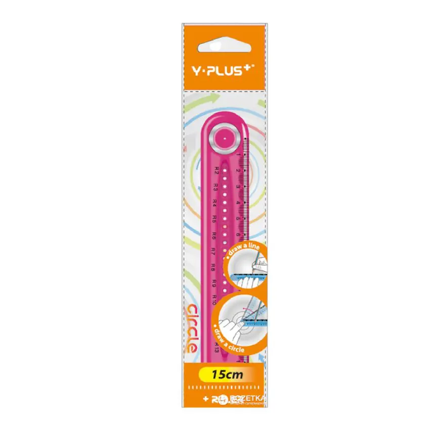 Y-PLUS Circle Plastic Ruler 15cm / RX130600 مسطرة بلاستيك