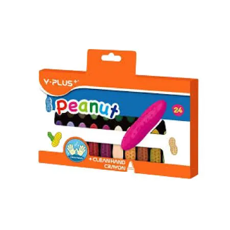 Y-PLUS Peanut Clean Hand Wax Crayon 24 Colors / CR190118 تلوين شمع