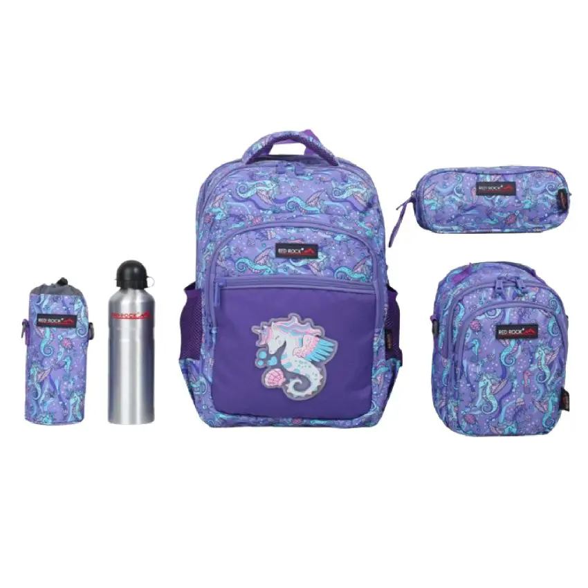 Red Rock 2025 (Set 4 Pcs) Backpack 16 2Comp.+1 / 4269 Seahorse  طقم