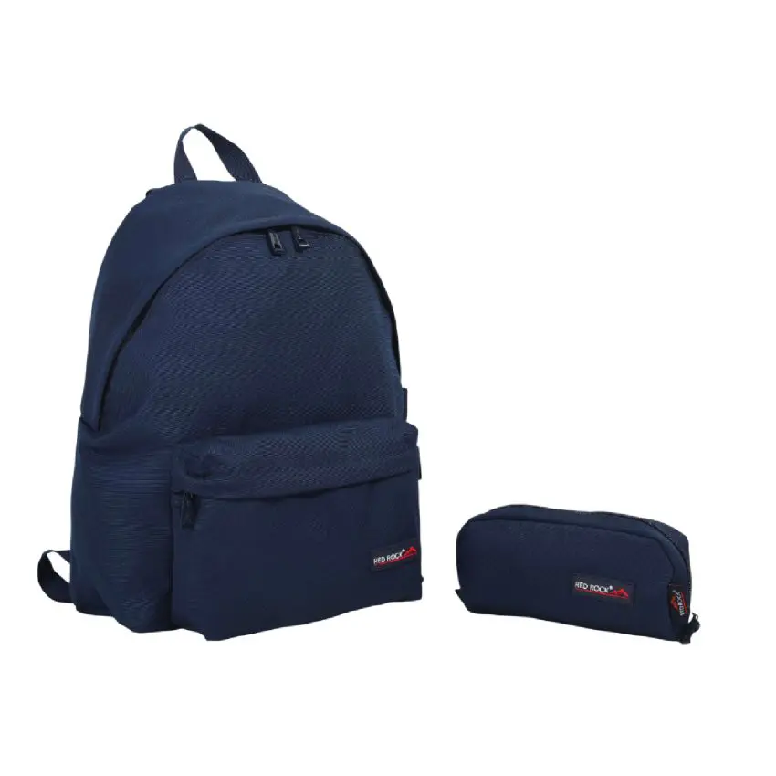 Red Rock 2025 (Set 2 Pcs) Backpack 18 1Comp.+1 With PC / 4275 Navy  طقم