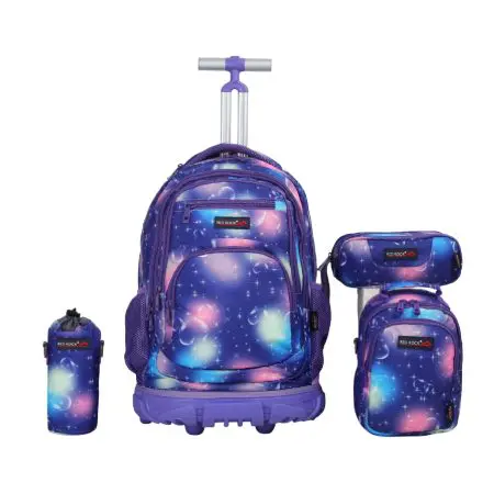 Red Rock 2025 (Set 4 Pcs) Trolley School Backpack 18" 3Comp.+1 / 4297 Purple Stars