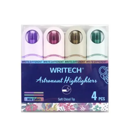 WRITECH Astronaut Highlighter W-8154 (Set 4 Colors) Vintage قلم تمييز