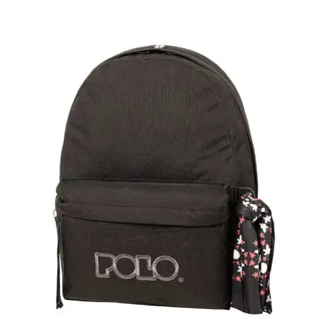 POLO 2025 Backpack With Scarf 1 Comp. Black/Grey / 901135 2000 شنطة مع فولار