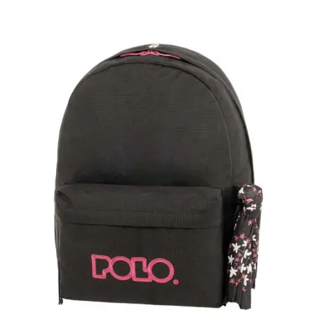 POLO 2025 Backpack With Scarf 1 Comp. Black/Fushia / 901135 2044 شنطة مع فولار